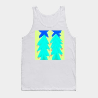 Green yellow Christmas tree art Tank Top